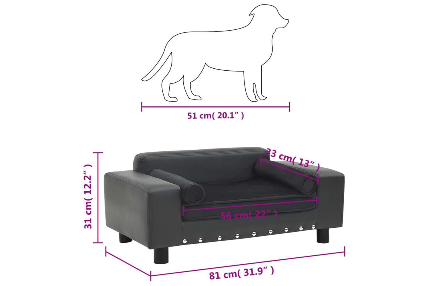 Vidaxl Dog Sofa Dark Grey 81x43x31 Cm Plush And Faux Leather-8