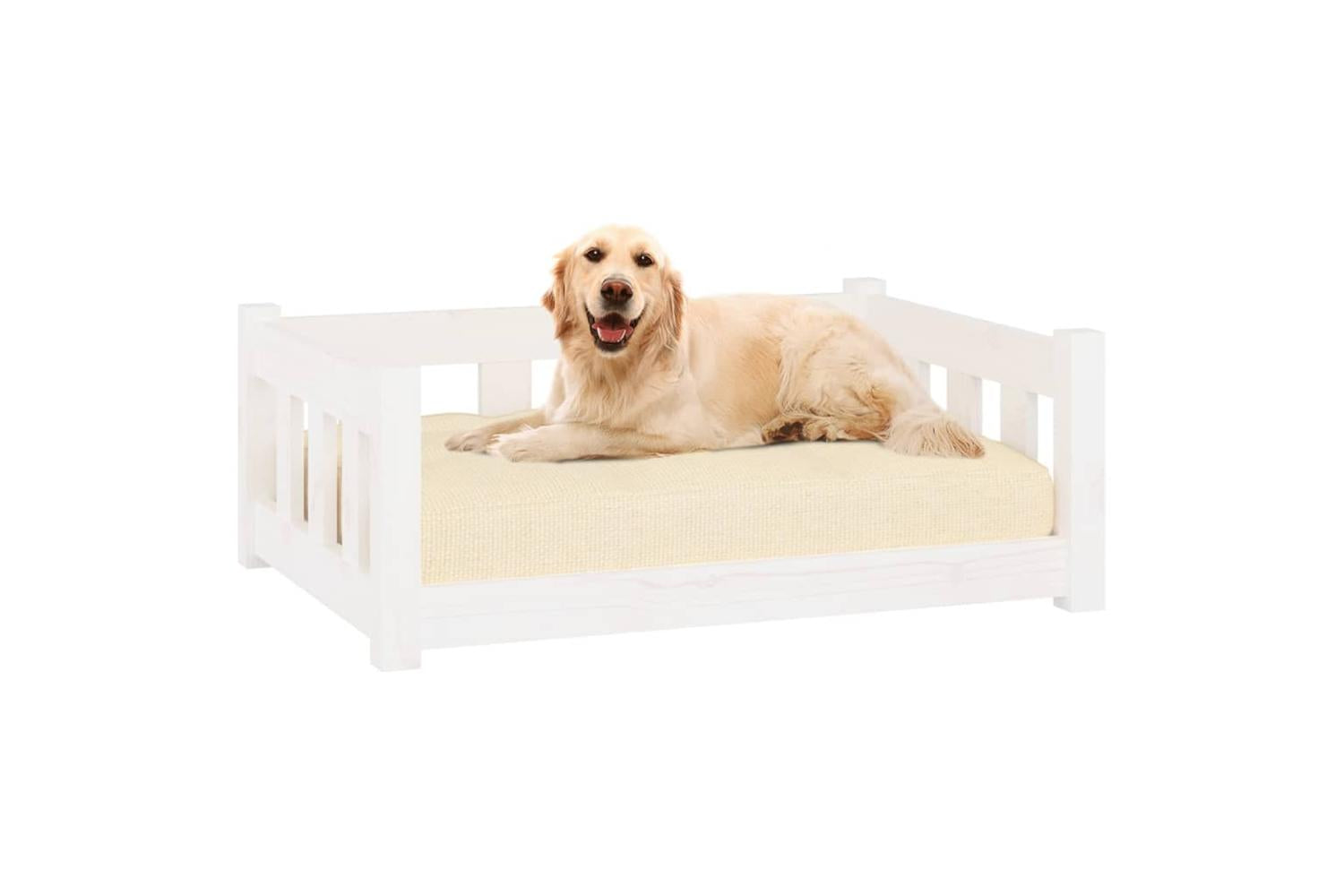 Vidaxl Dog Bed White 755x555x28 Cm Solid Wood Pine-5