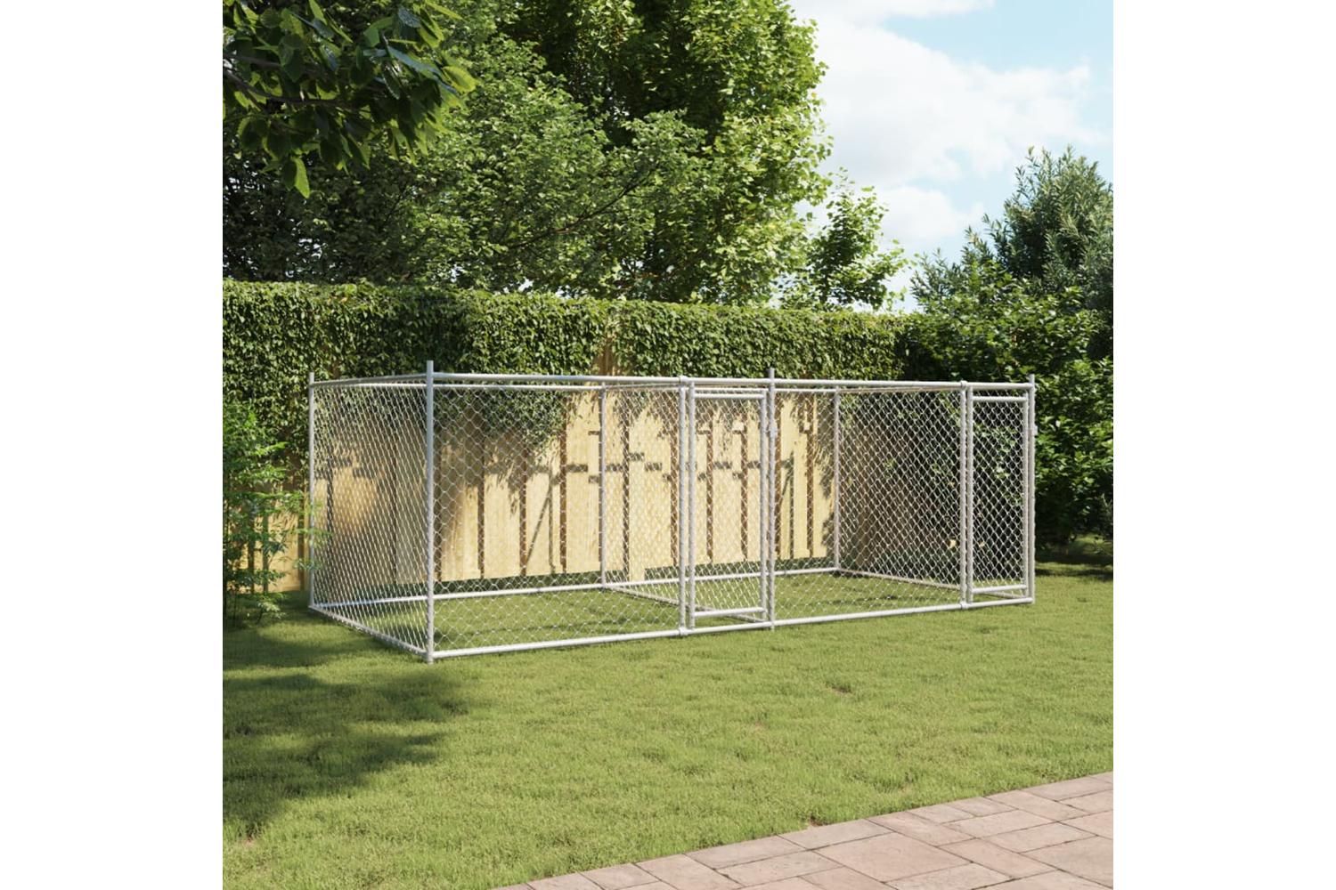 Vidaxl Dog Cage With Doors Grey 4x2x15 M Galvanised Steel-3