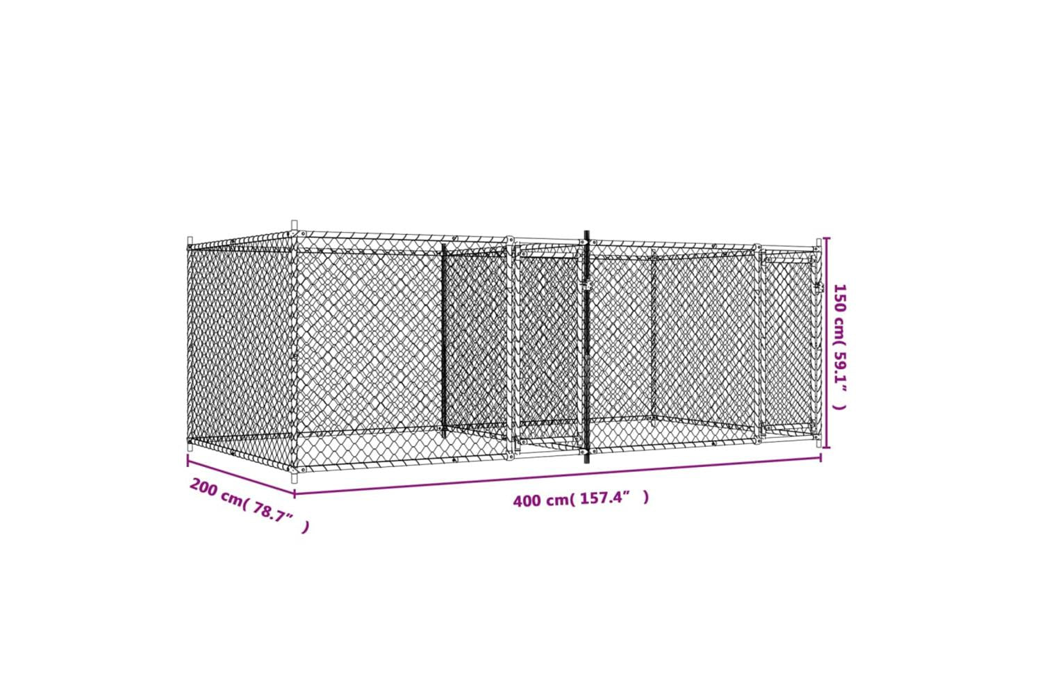 Vidaxl Dog Cage With Doors Grey 4x2x15 M Galvanised Steel-9