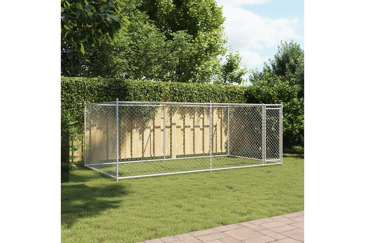Vidaxl Dog Cage With Door Grey 4x2x15 M Galvanised Steel-3