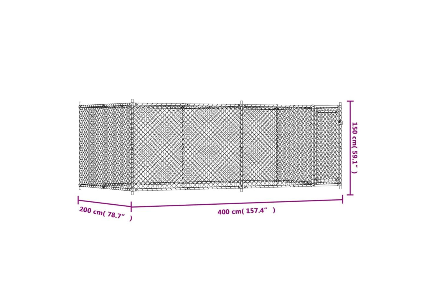 Vidaxl Dog Cage With Door Grey 4x2x15 M Galvanised Steel-9