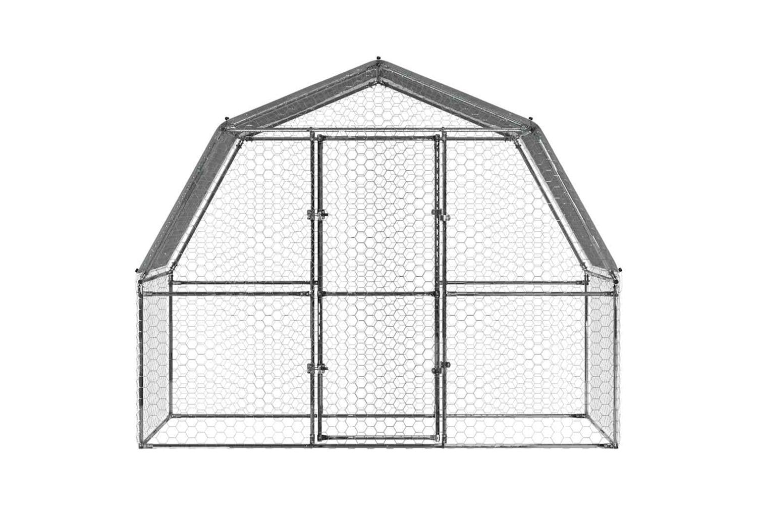 Vidaxl Chicken Cage With Roof And Door Silver Galvanised Steel-4