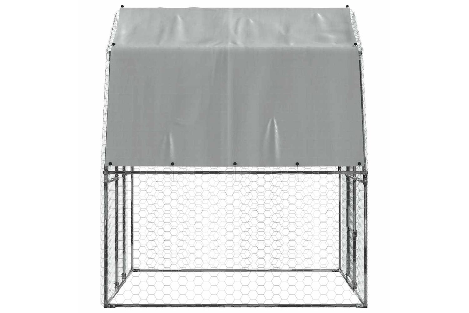 Vidaxl Chicken Cage With Roof And Door Silver Galvanised Steel-5