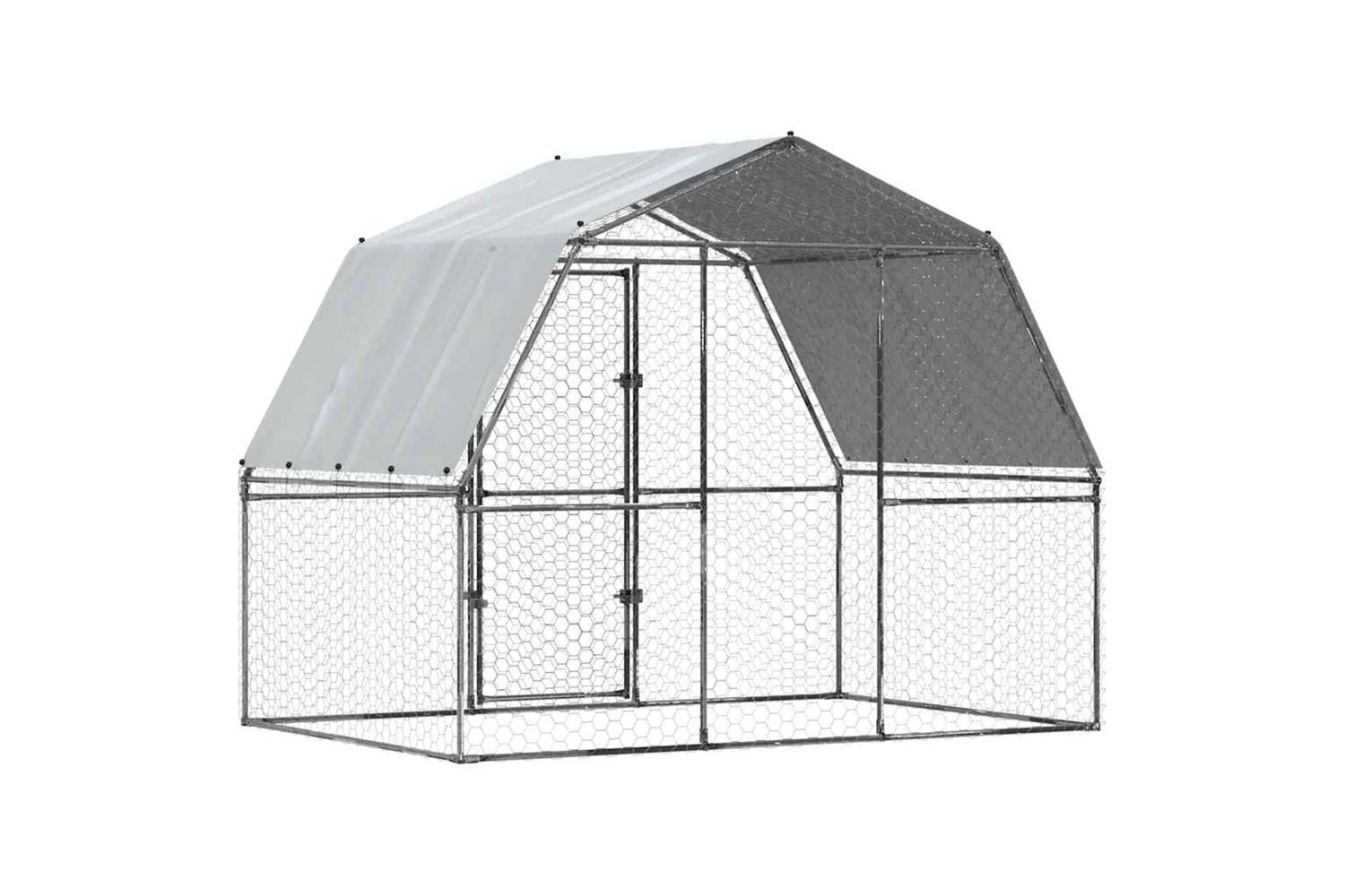 Vidaxl Chicken Cage With Roof And Door Silver Galvanised Steel-6