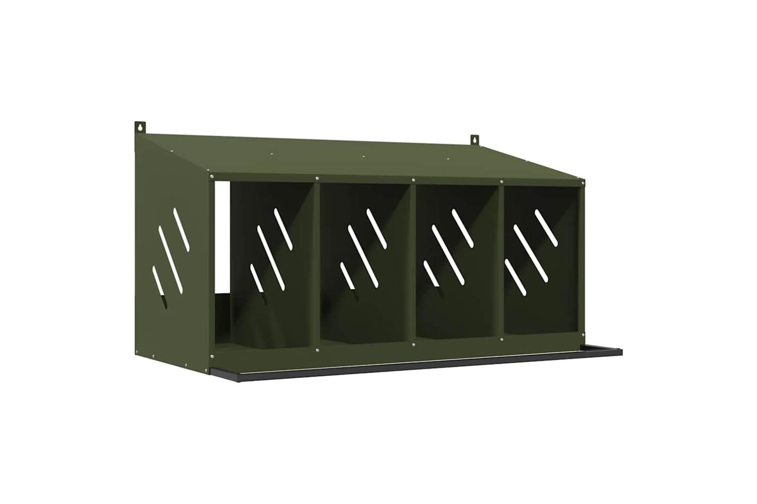 Vidaxl Chicken Nesting Box With 4 Compartments Olive Green Metal-2