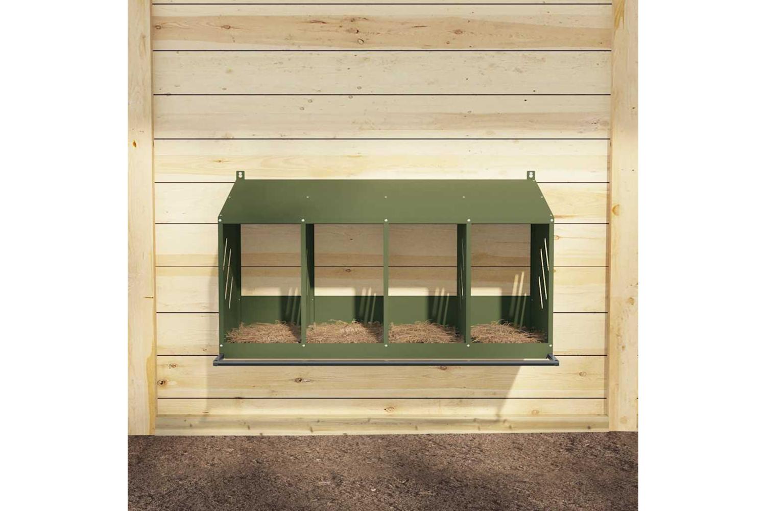 Vidaxl Chicken Nesting Box With 4 Compartments Olive Green Metal-3