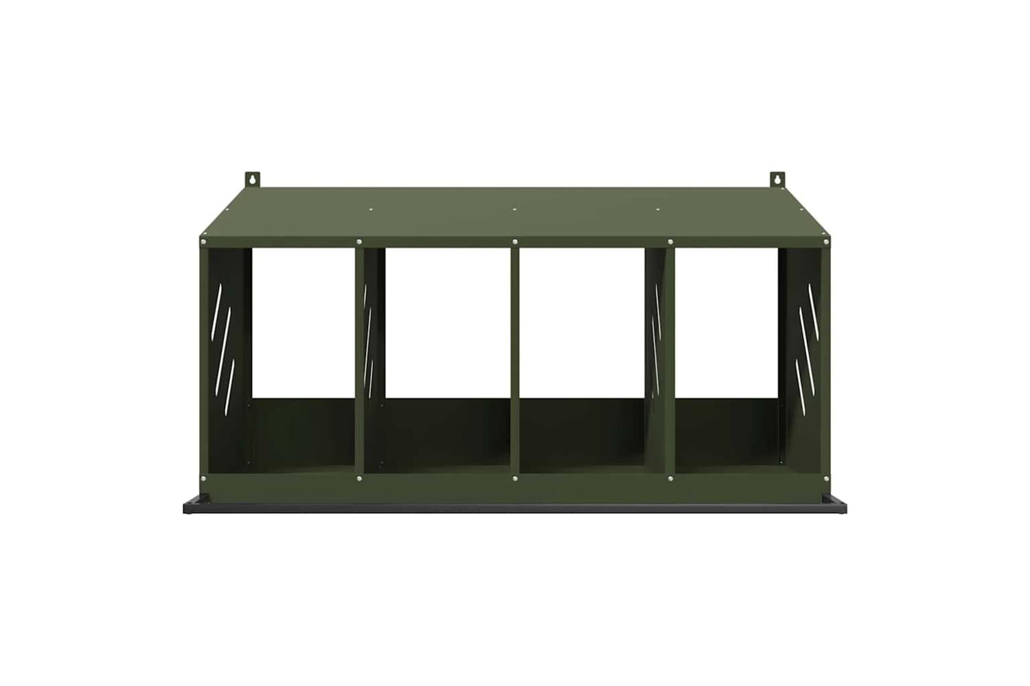 Vidaxl Chicken Nesting Box With 4 Compartments Olive Green Metal-5