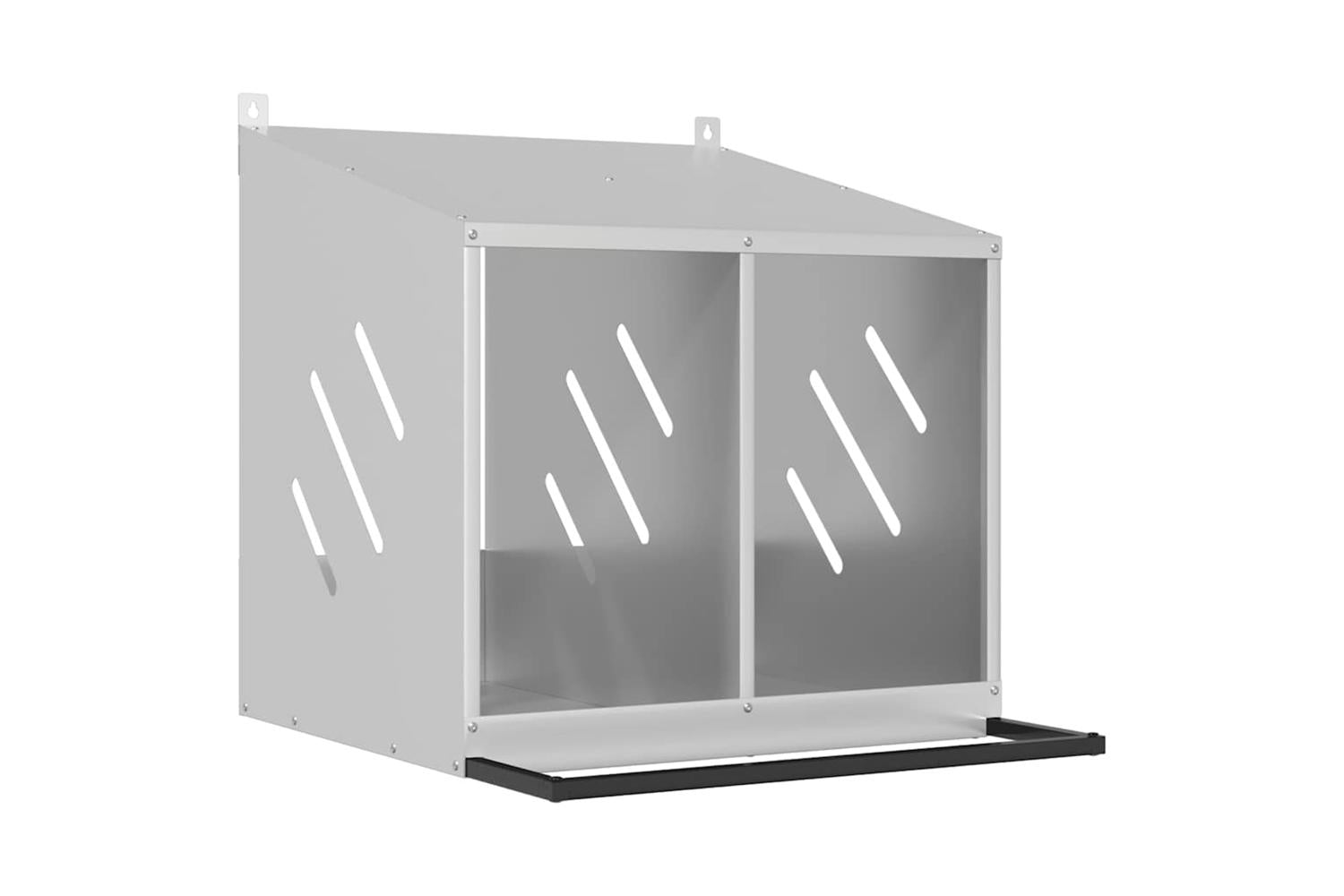 Vidaxl Chicken Nesting Box With 2 Compartments Galvanized Silver Metal-2