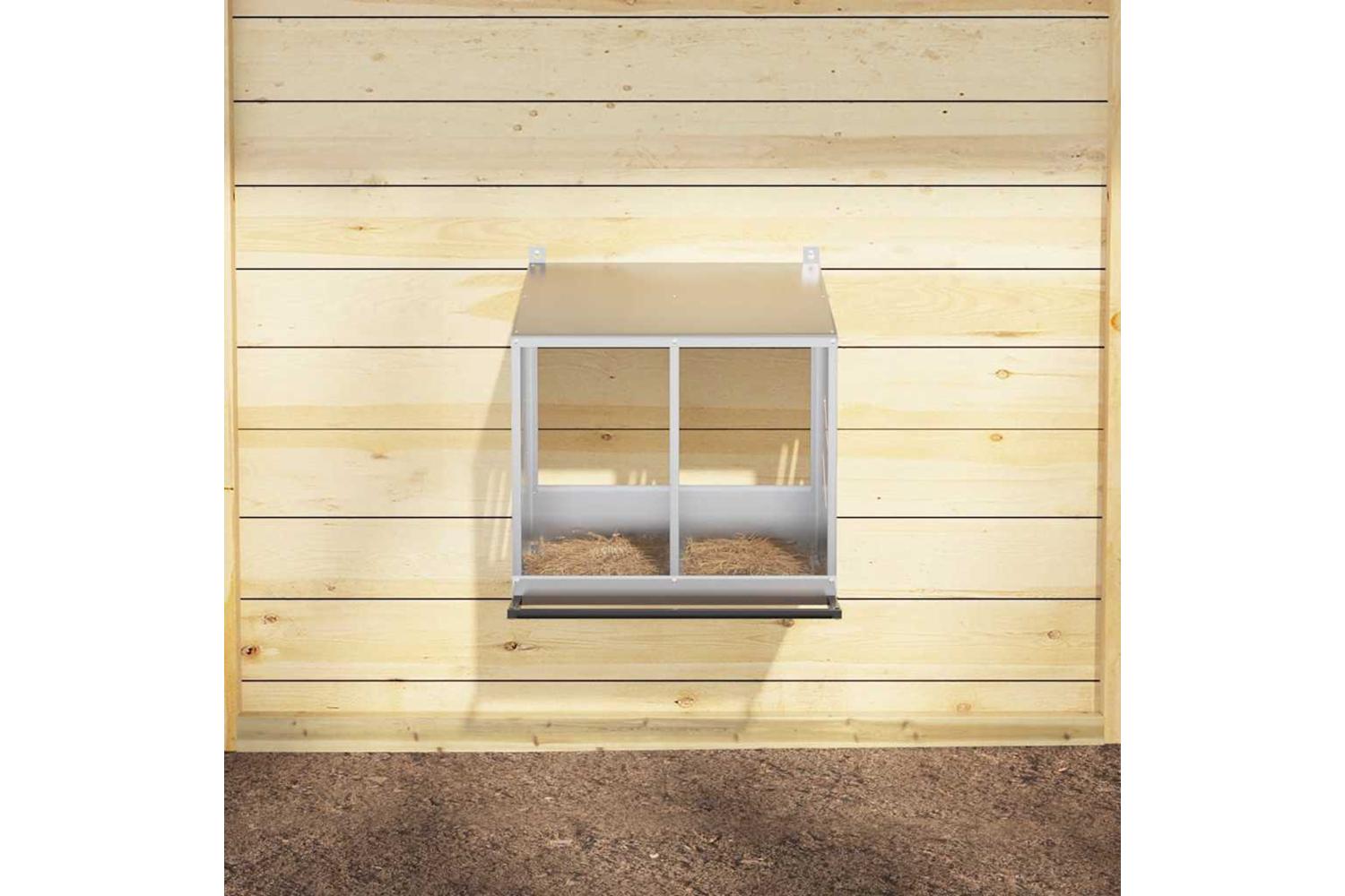 Vidaxl Chicken Nesting Box With 2 Compartments Galvanized Silver Metal-3