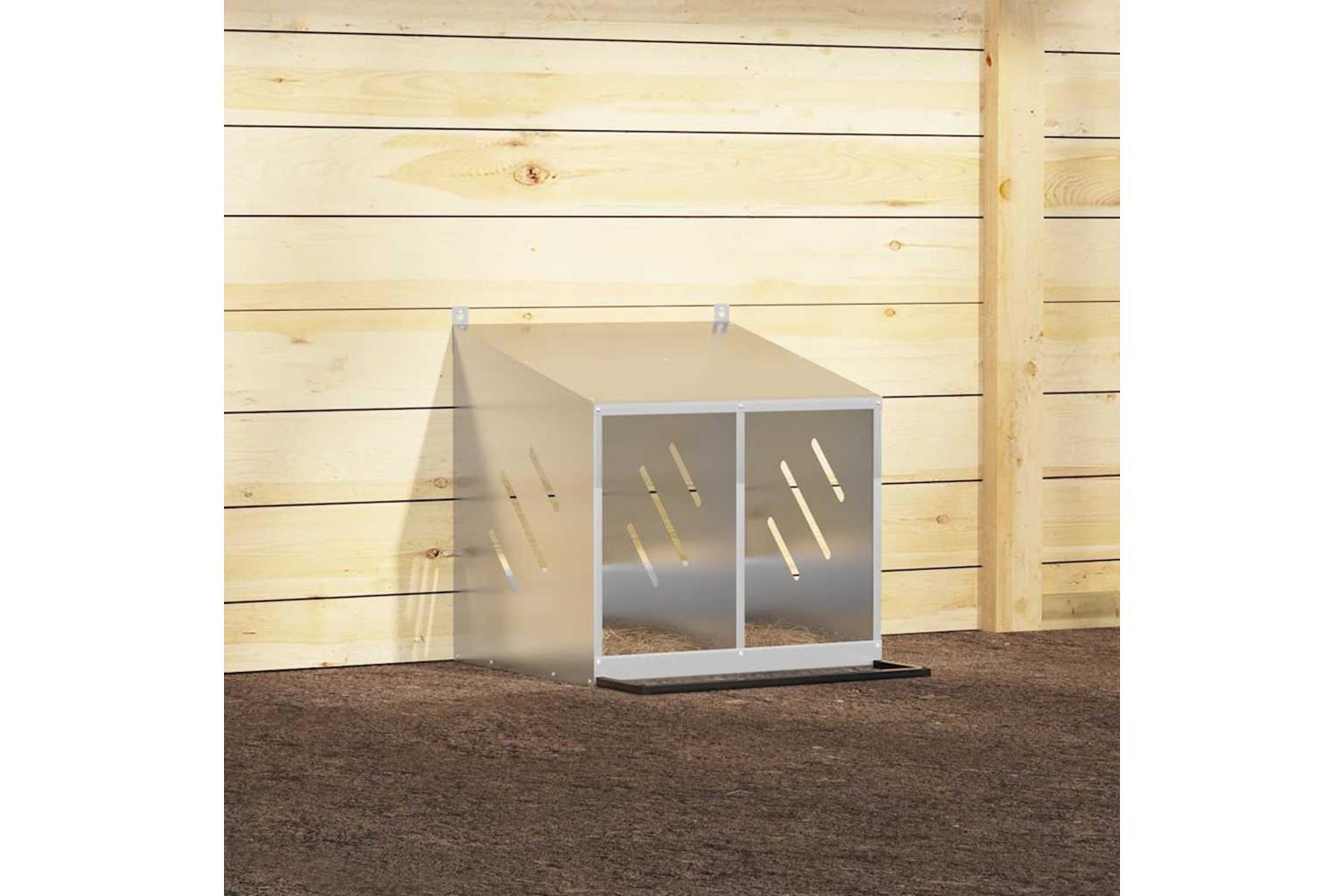 Vidaxl Chicken Nesting Box With 2 Compartments Galvanized Silver Metal-4