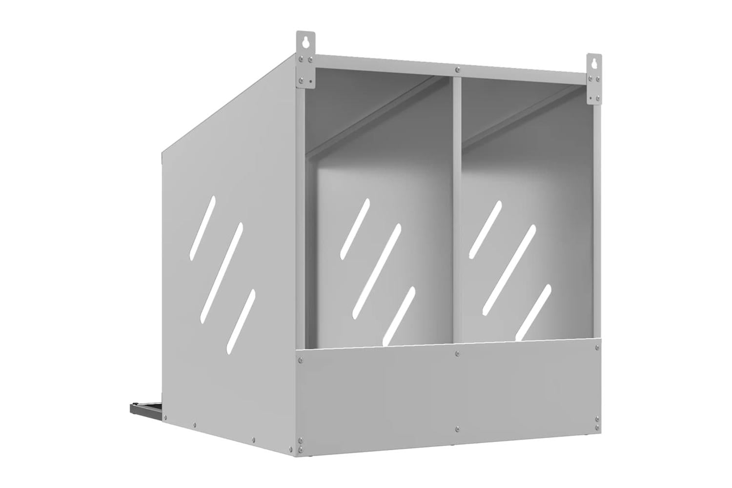 Vidaxl Chicken Nesting Box With 2 Compartments Galvanized Silver Metal-7