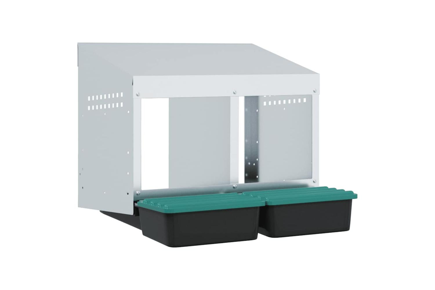 Vidaxl Chicken Nesting Box 2 Compartments Wall-mounted Galvanised Steel-2