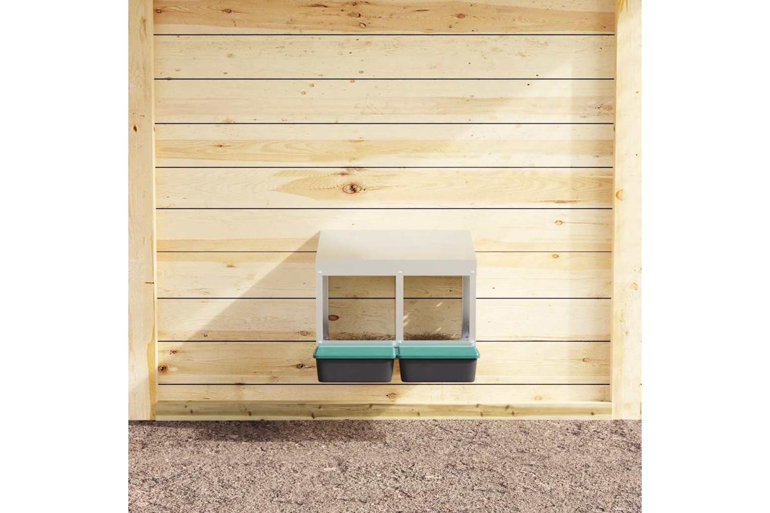 Vidaxl Chicken Nesting Box 2 Compartments Wall-mounted Galvanised Steel-3