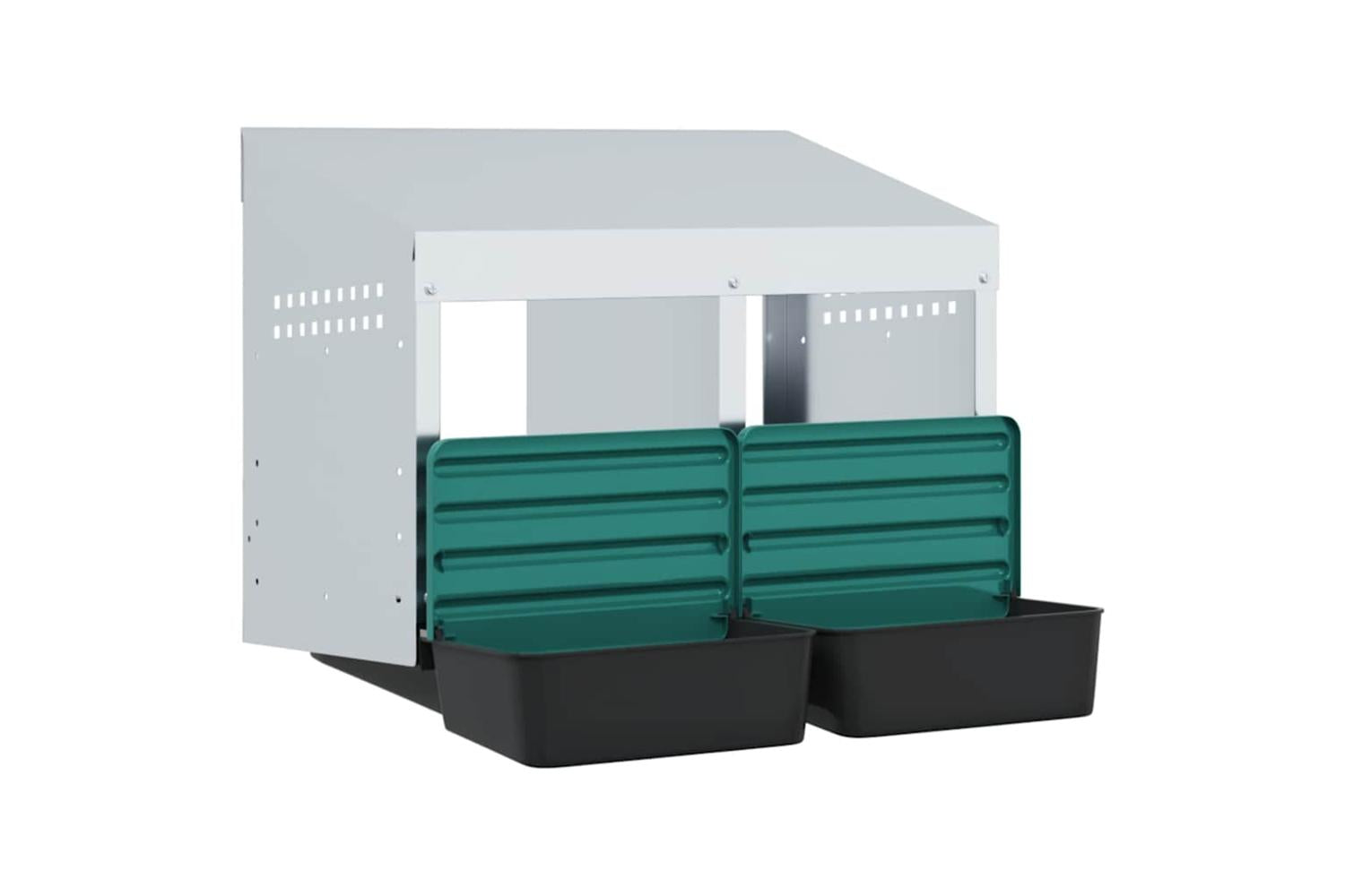 Vidaxl Chicken Nesting Box 2 Compartments Wall-mounted Galvanised Steel-4