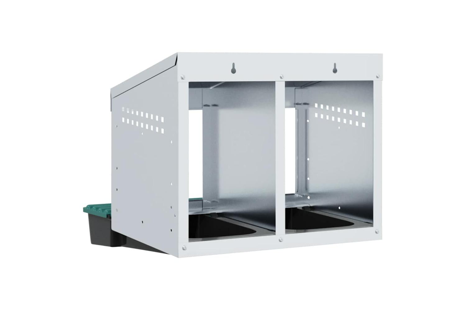 Vidaxl Chicken Nesting Box 2 Compartments Wall-mounted Galvanised Steel-7