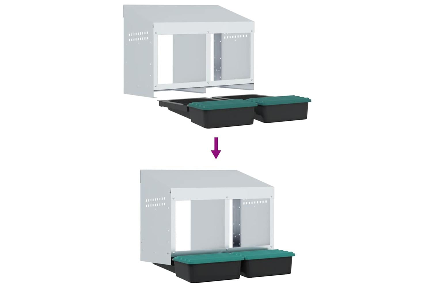 Vidaxl Chicken Nesting Box 2 Compartments Wall-mounted Galvanised Steel-8