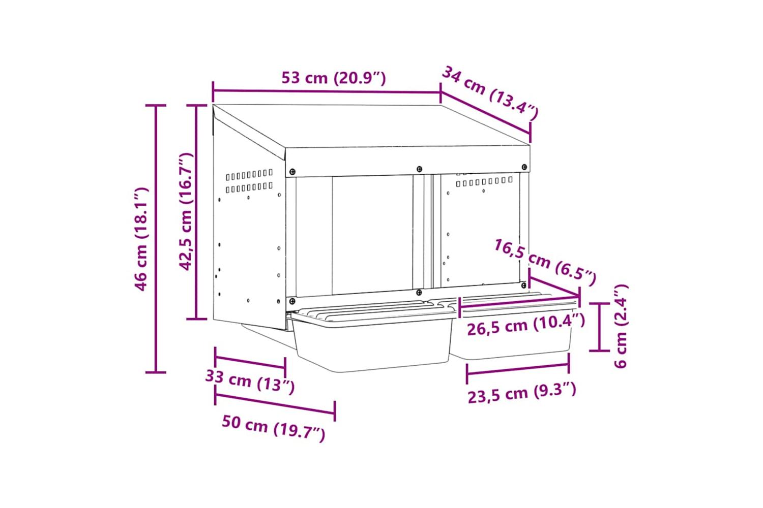Vidaxl Chicken Nesting Box 2 Compartments Wall-mounted Galvanised Steel-9