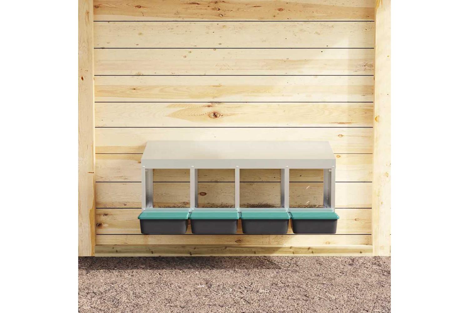 Vidaxl Chicken Nesting Box 4 Compartments Wall-mounted Galvanised Steel-3