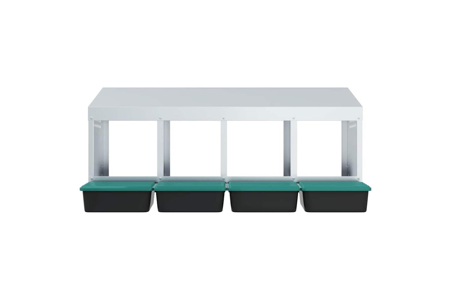 Vidaxl Chicken Nesting Box 4 Compartments Wall-mounted Galvanised Steel-5