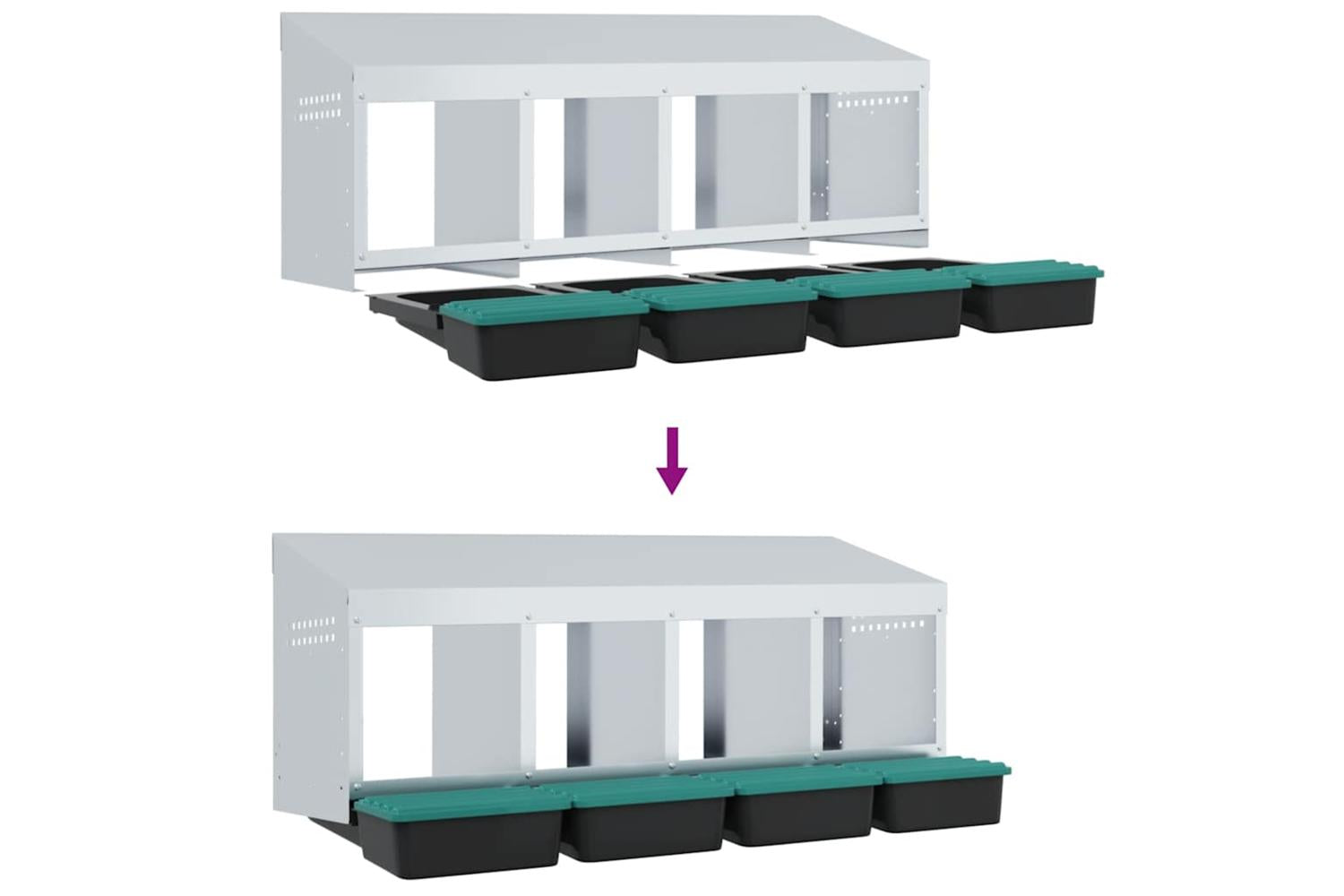 Vidaxl Chicken Nesting Box 4 Compartments Wall-mounted Galvanised Steel-8
