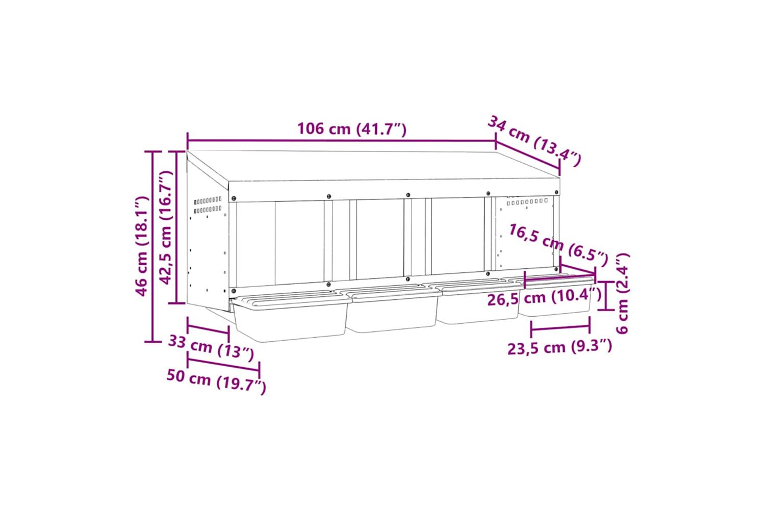 Vidaxl Chicken Nesting Box 4 Compartments Wall-mounted Galvanised Steel-9