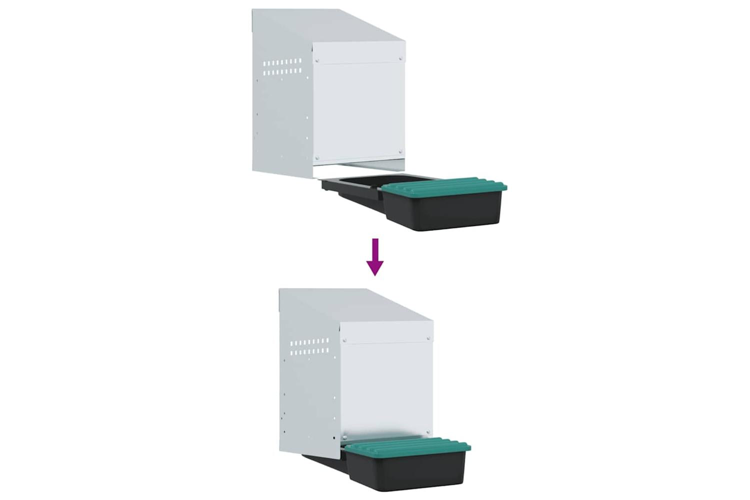 Vidaxl Chicken Nesting Box 1 Compartment Wall-mounted Galvanised Steel-8