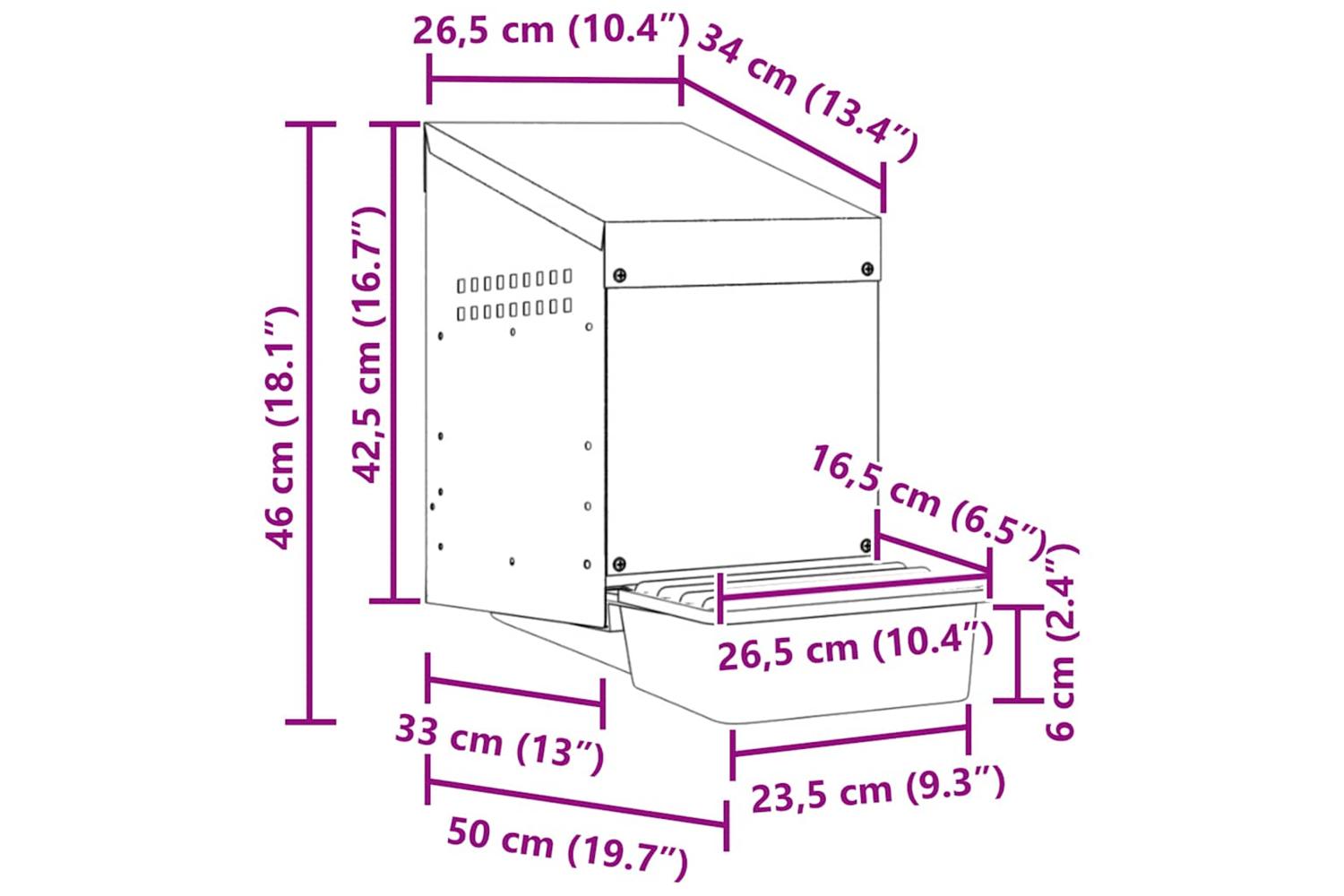 Vidaxl Chicken Nesting Box 1 Compartment Wall-mounted Galvanised Steel-9