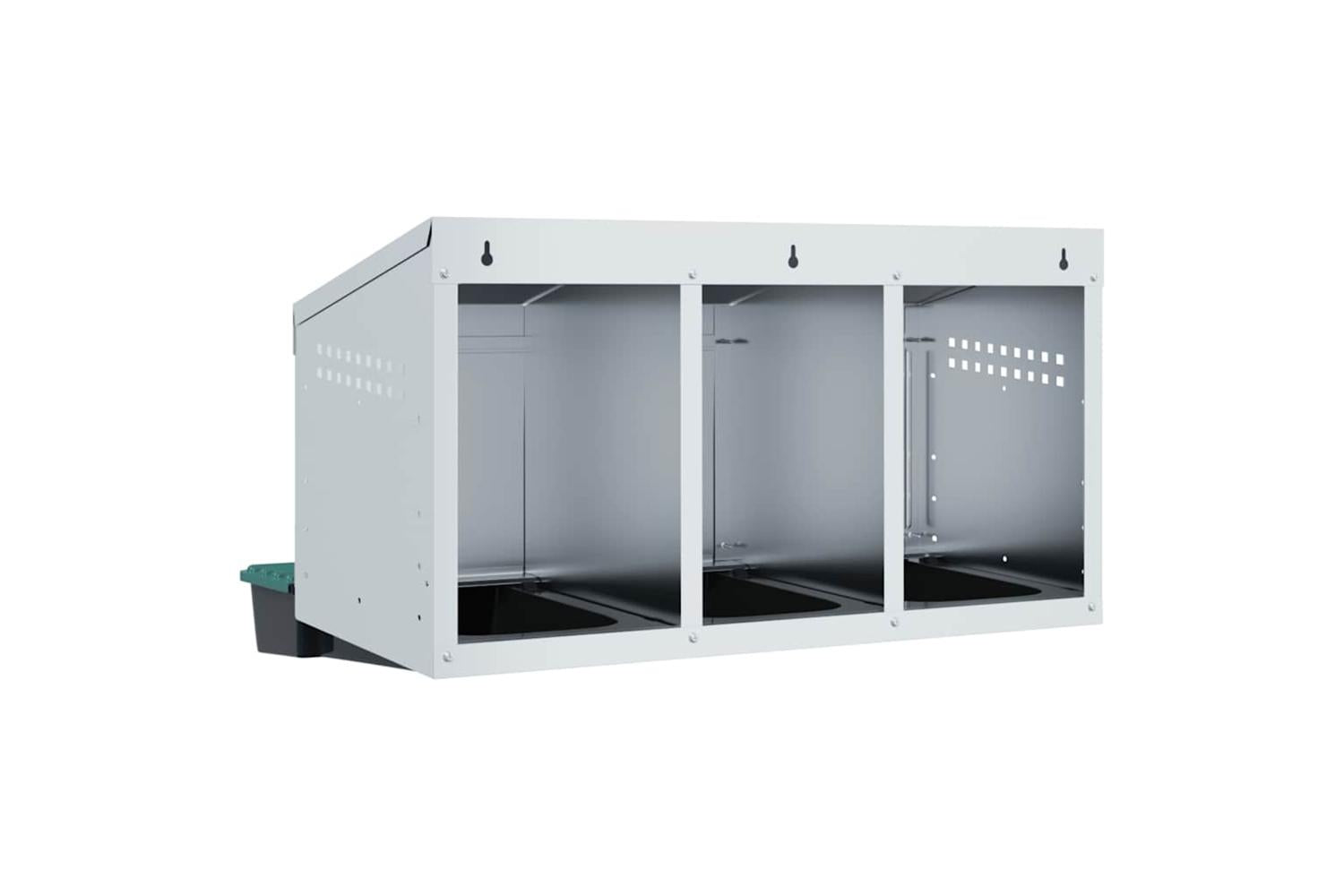 Vidaxl Chicken Nesting Box 3 Compartments Wall-mounted Galvanised Steel-7