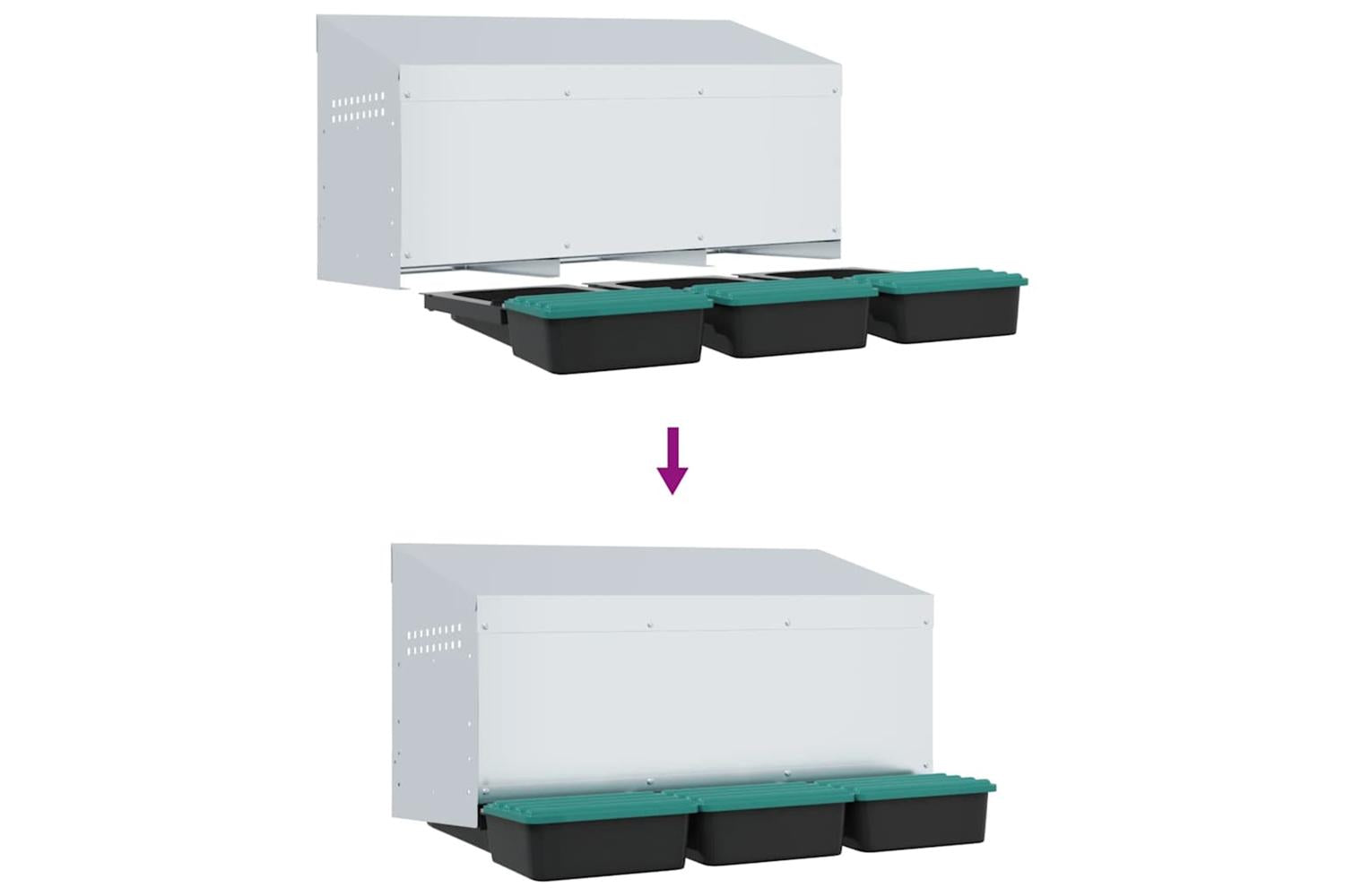 Vidaxl Chicken Nesting Box 3 Compartments Wall-mounted Galvanised Steel-8