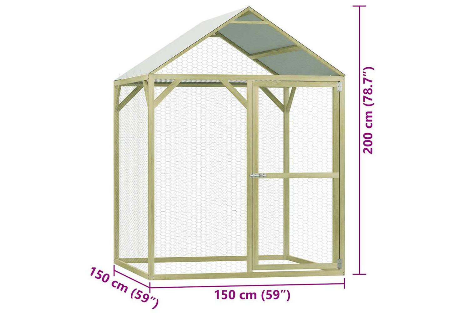 Vidaxl Chicken Cage 15x15x2 M Impregnated Wood Pine-10