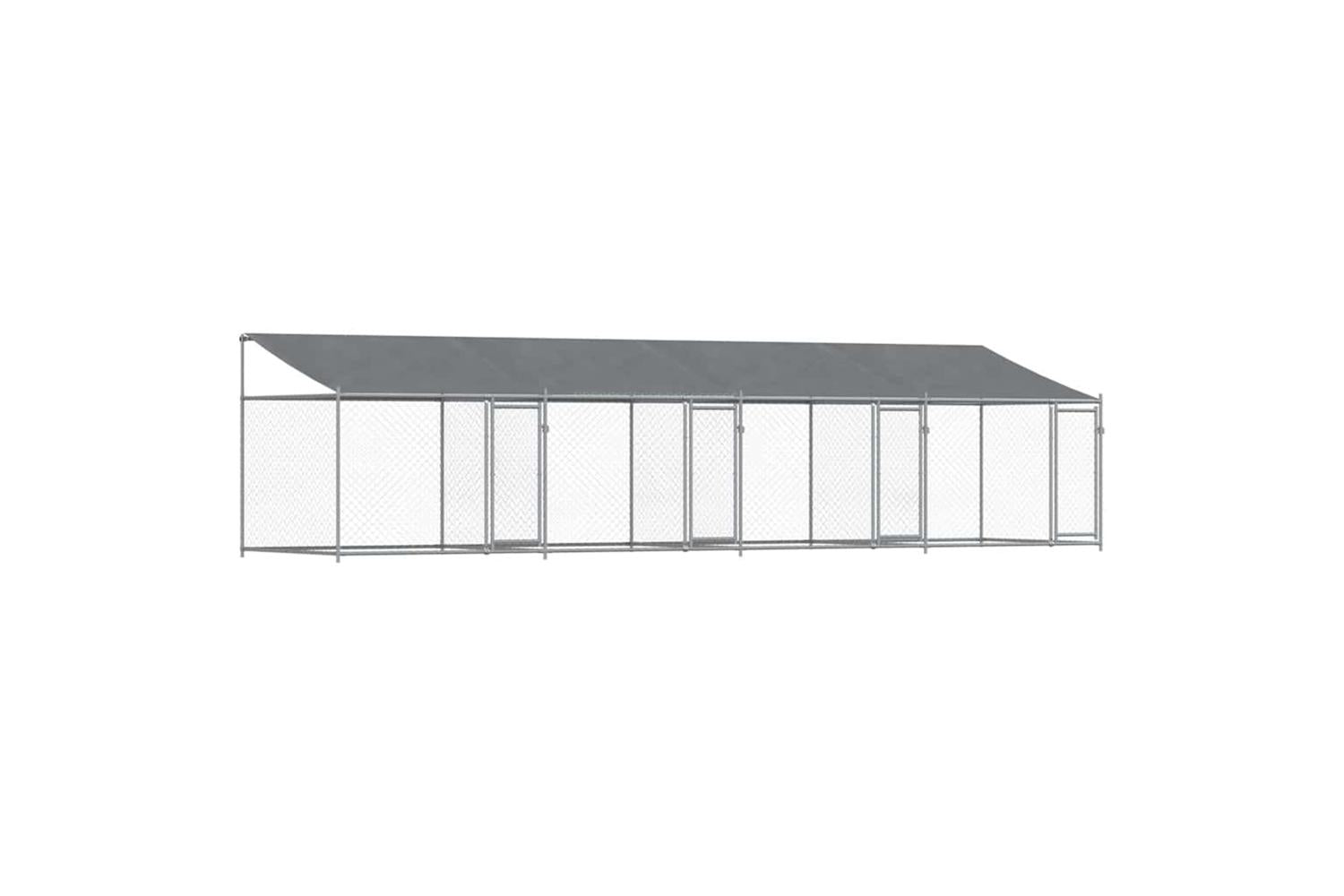 Vidaxl Dog Cage With Roof And Doors Grey 8x2x2 M Galvanised Steel-2