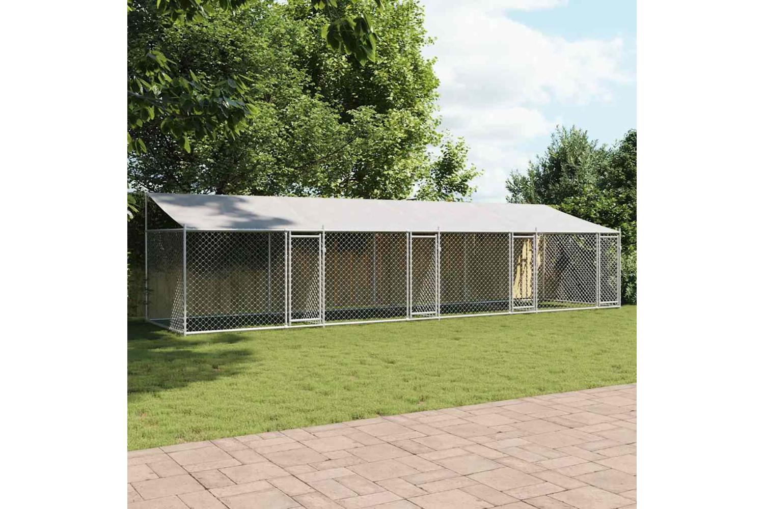 Vidaxl Dog Cage With Roof And Doors Grey 8x2x2 M Galvanised Steel-3