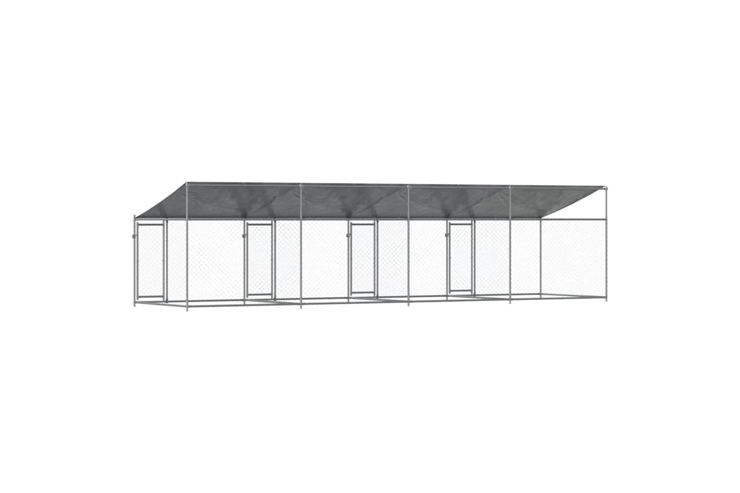 Vidaxl Dog Cage With Roof And Doors Grey 8x2x2 M Galvanised Steel-6