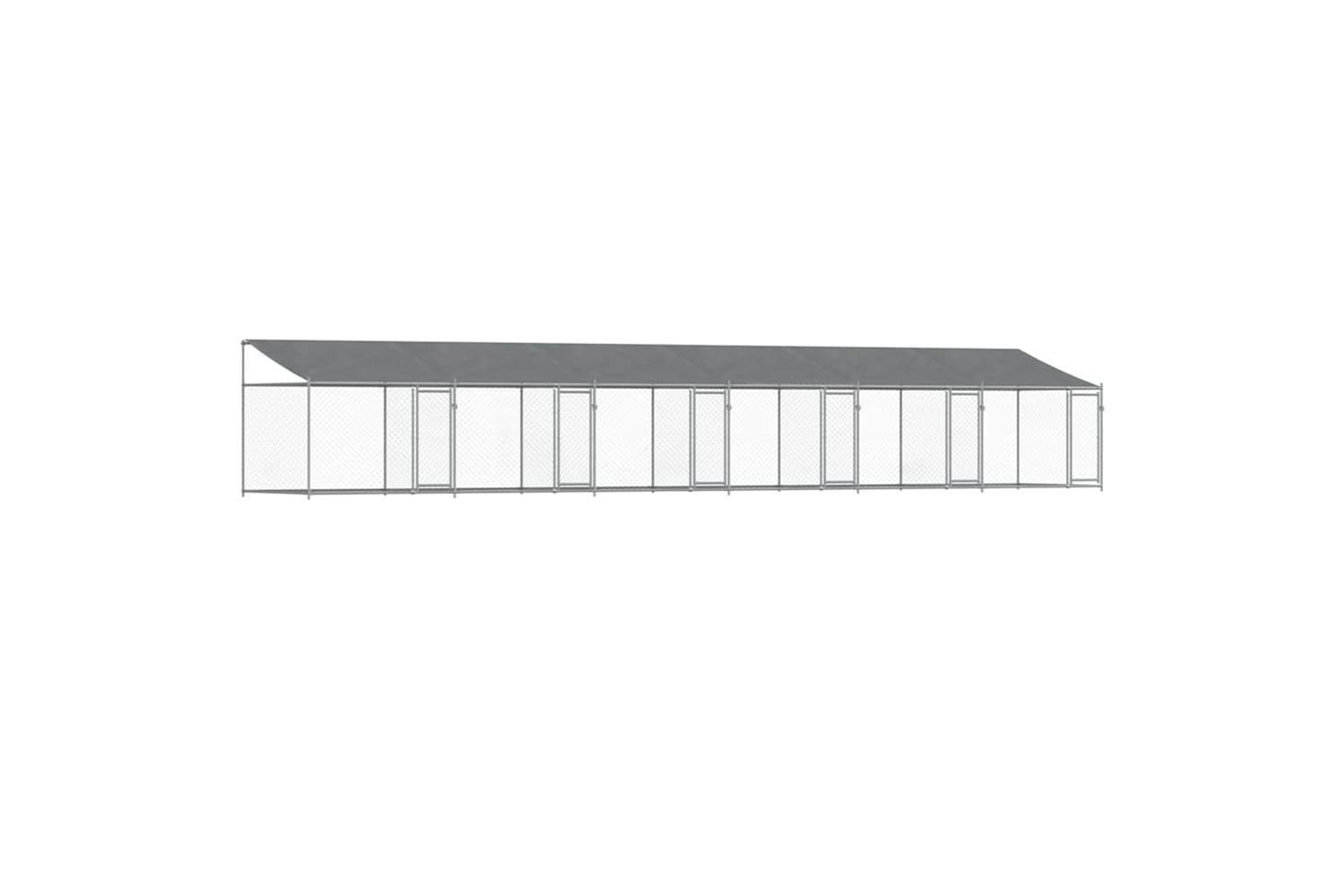 Vidaxl Dog Cage With Roof And Doors Grey 12x2x2 M Galvanised Steel