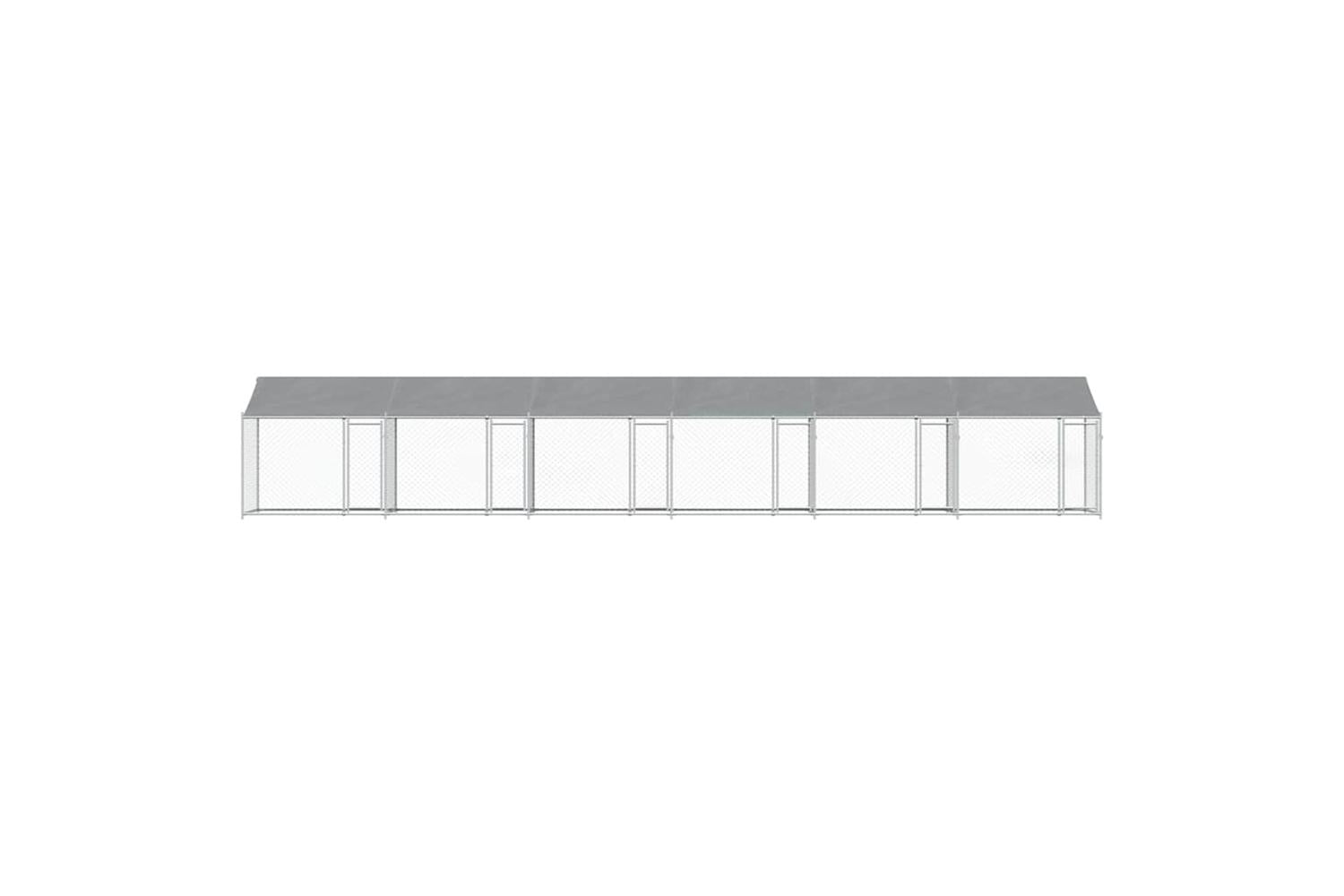 Vidaxl Dog Cage With Roof And Doors Grey 12x2x2 M Galvanised Steel-4