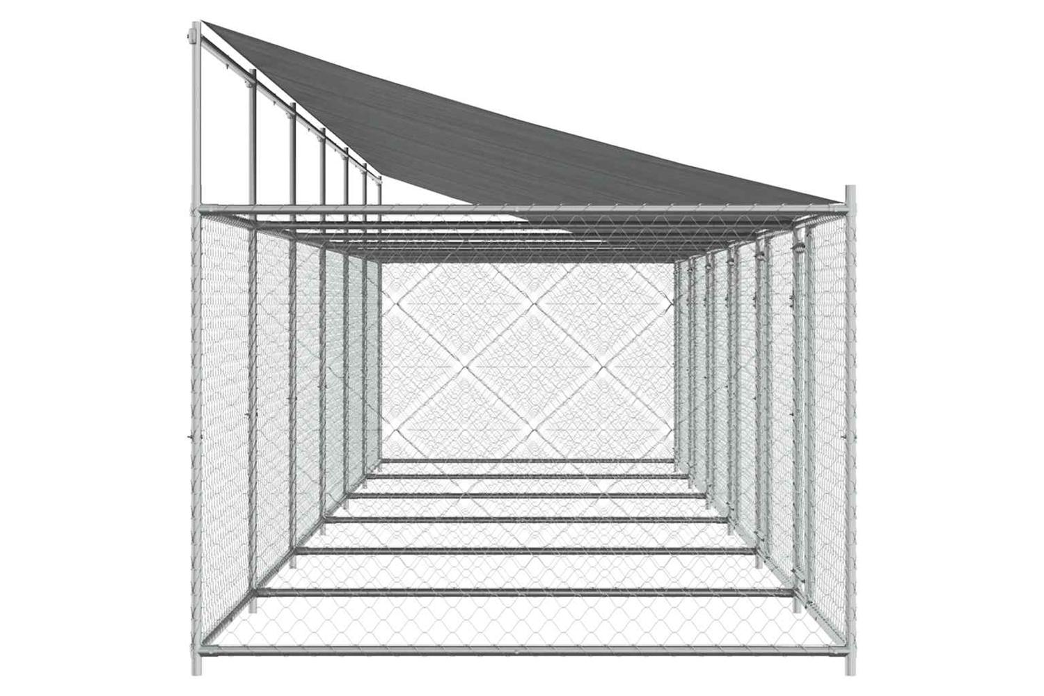 Vidaxl Dog Cage With Roof And Doors Grey 12x2x2 M Galvanised Steel-5