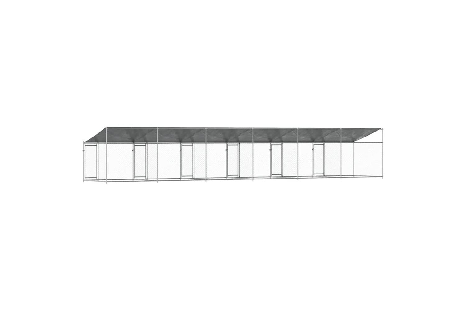 Vidaxl Dog Cage With Roof And Doors Grey 12x2x2 M Galvanised Steel-6
