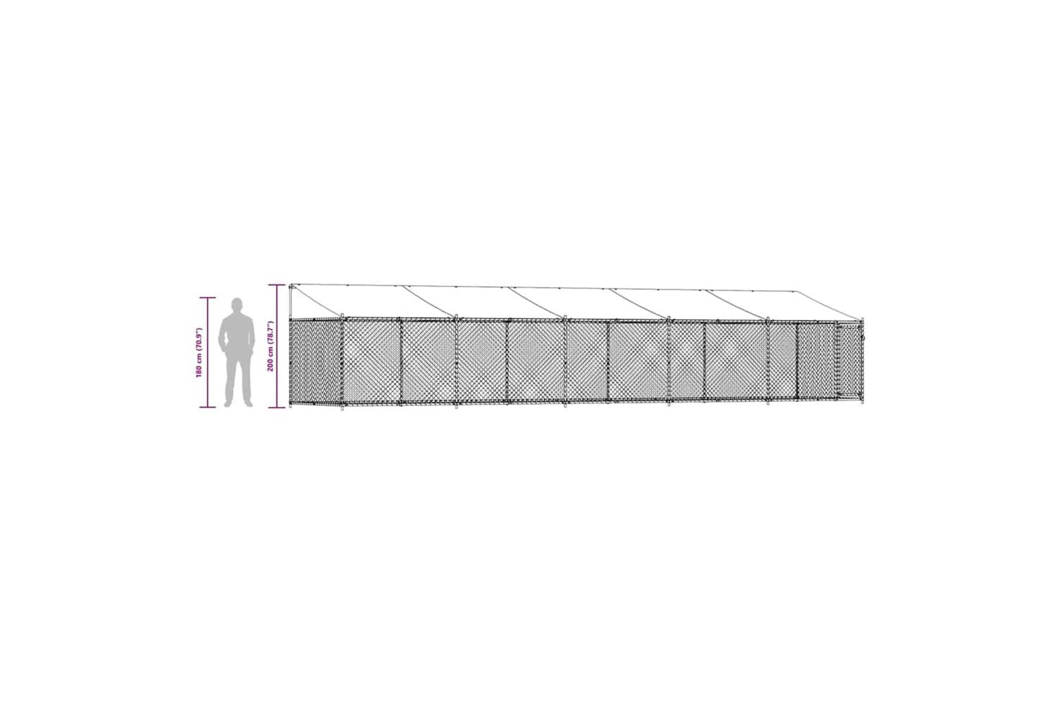 Vidaxl Dog Cage With Roof And Door Grey 10x2x2 M Galvanised Steel-10