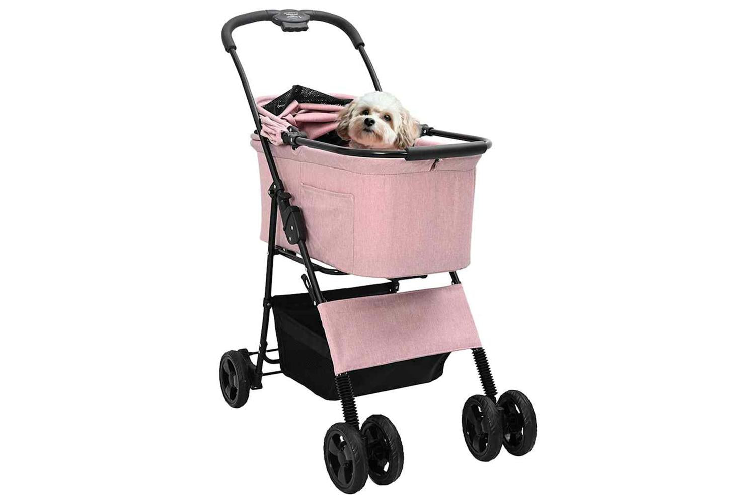 Vidaxl Folding Pet Stroller Pink 81 X 47 X 99 Cm 600d Oxford Fabric-2
