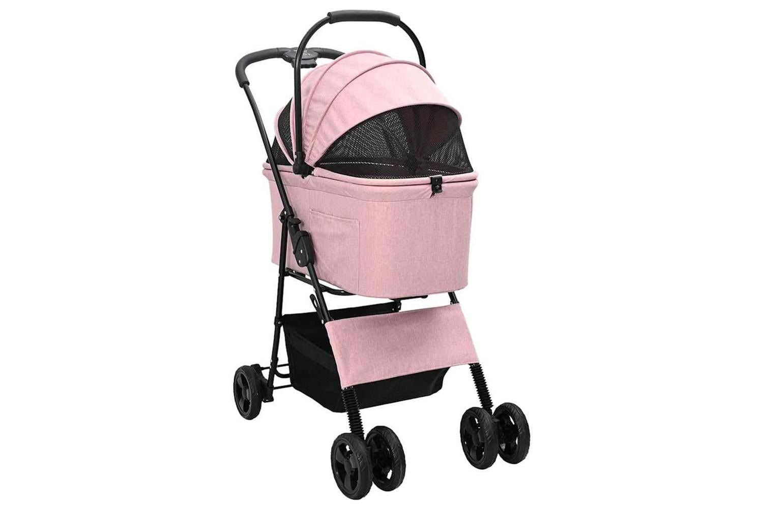 Vidaxl Folding Pet Stroller Pink 81 X 47 X 99 Cm 600d Oxford Fabric-3
