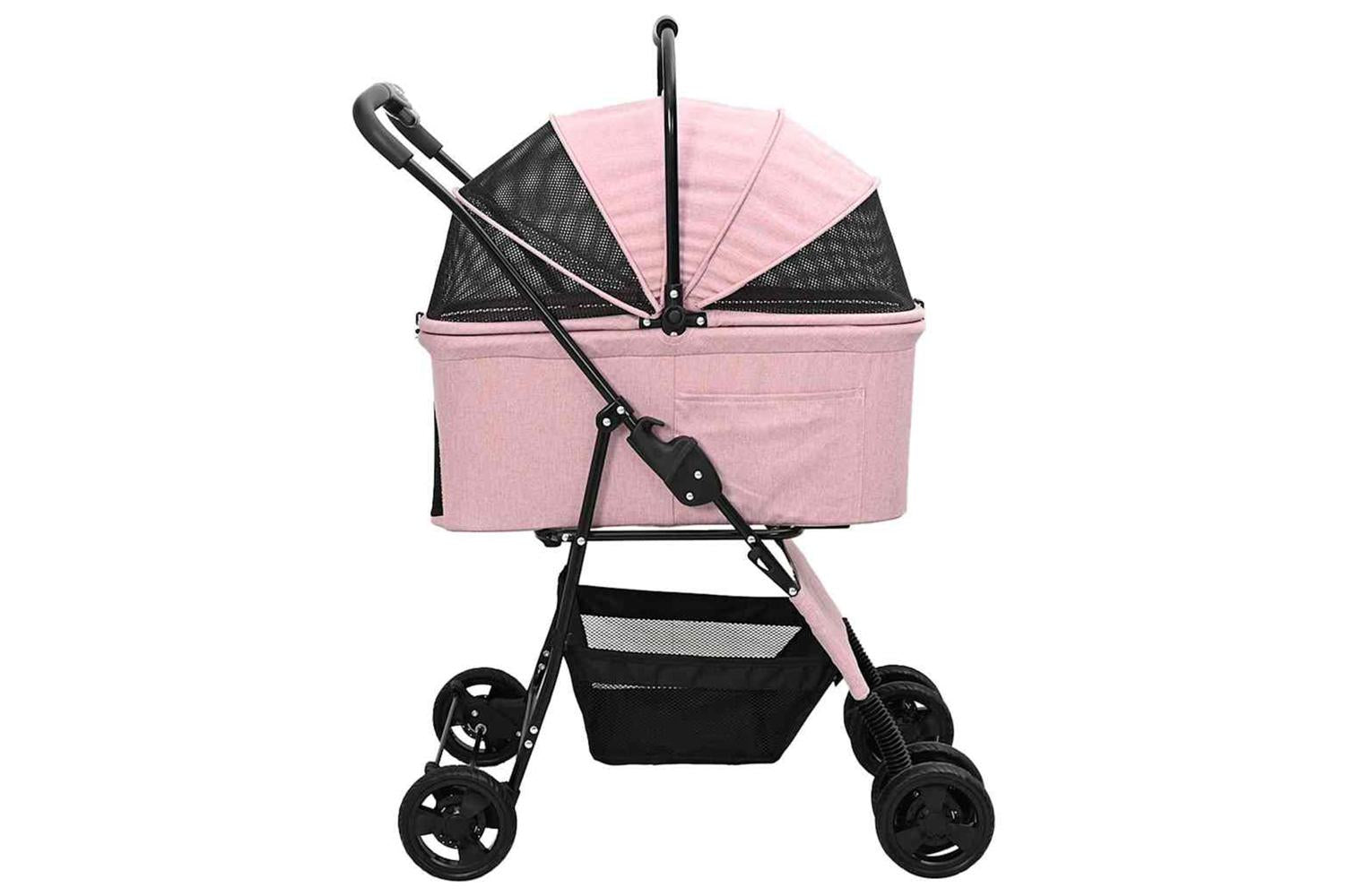 Vidaxl Folding Pet Stroller Pink 81 X 47 X 99 Cm 600d Oxford Fabric-7