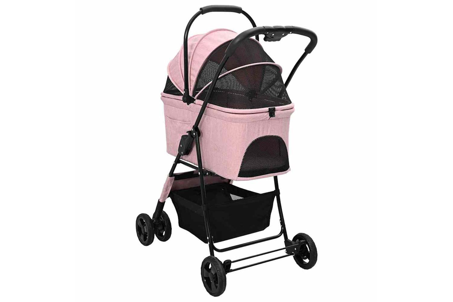 Vidaxl Folding Pet Stroller Pink 81 X 47 X 99 Cm 600d Oxford Fabric-8