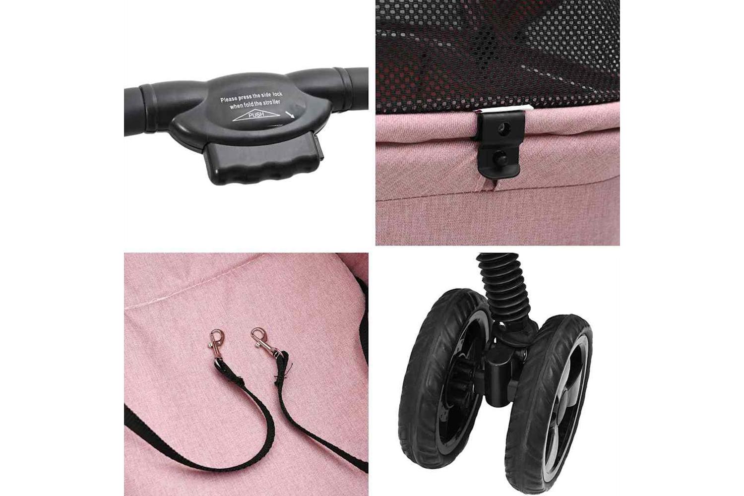 Vidaxl Folding Pet Stroller Pink 81 X 47 X 99 Cm 600d Oxford Fabric-9