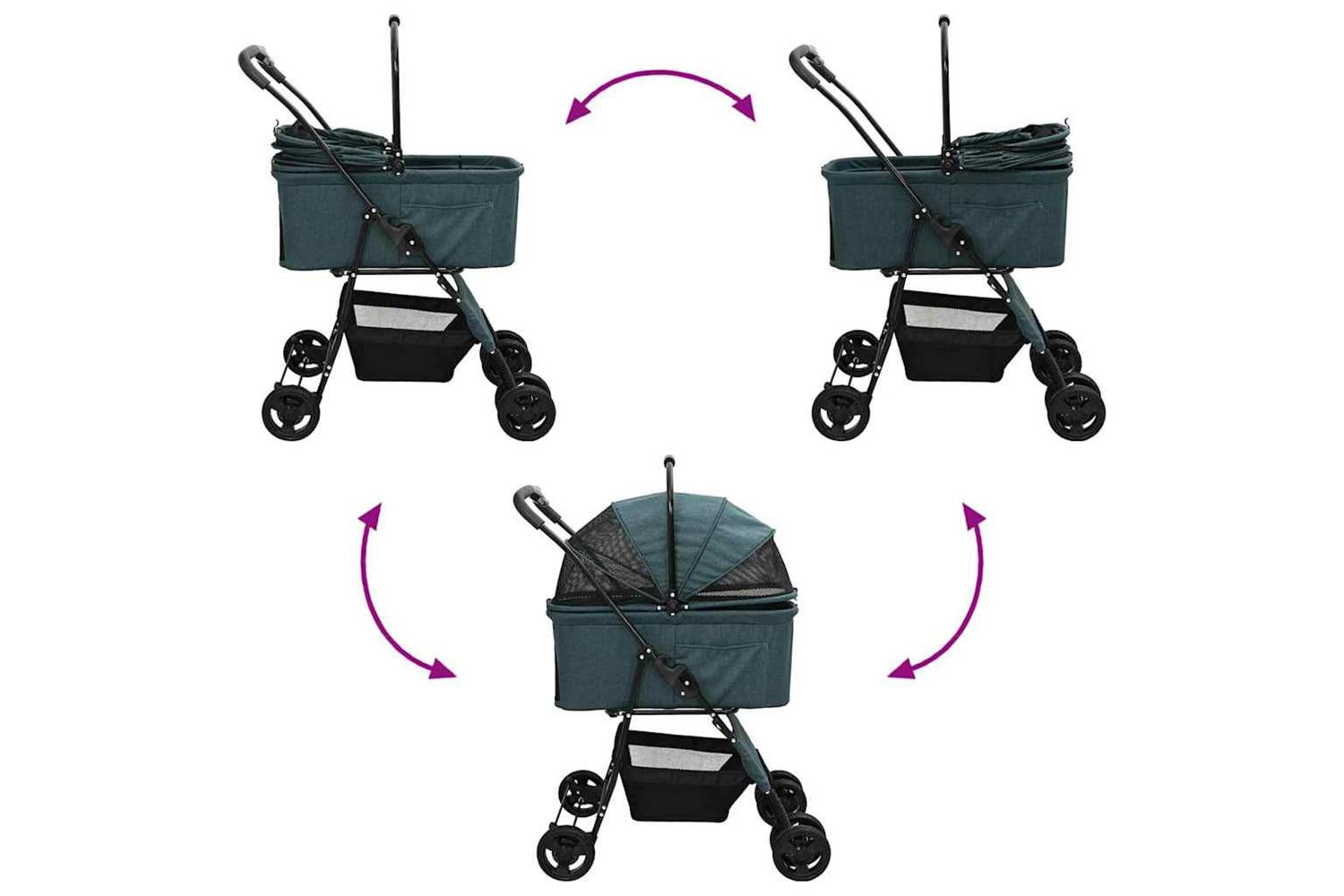 Vidaxl Folding Pet Stroller Green 81 X 47 X 99 Cm 600d Oxford Fabric-10