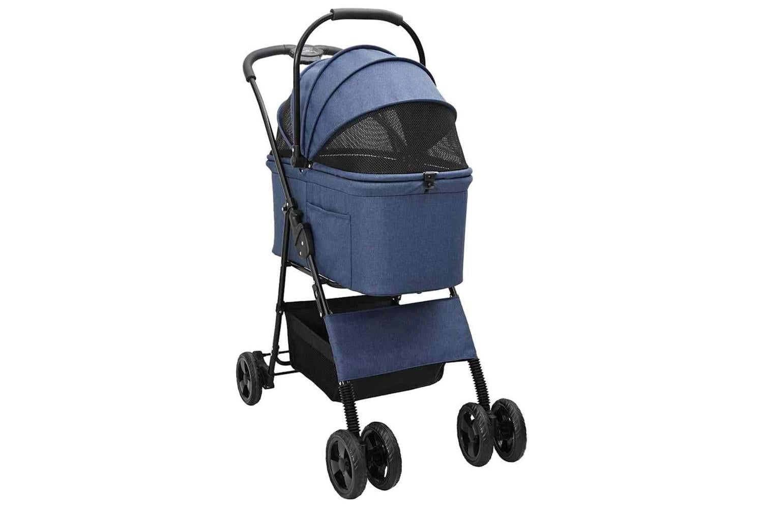 Vidaxl Folding Pet Stroller Blue 81 X 47 X 99 Cm 600d Oxford Fabric-3