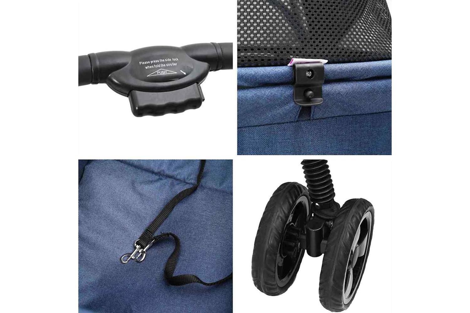 Vidaxl Folding Pet Stroller Blue 81 X 47 X 99 Cm 600d Oxford Fabric-9