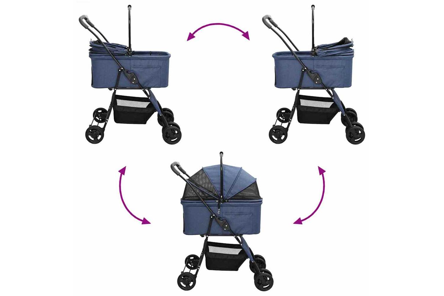 Vidaxl Folding Pet Stroller Blue 81 X 47 X 99 Cm 600d Oxford Fabric-10
