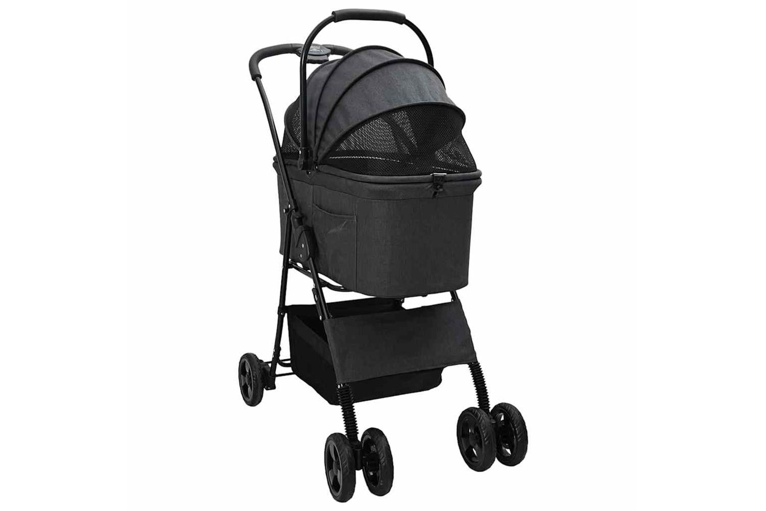 Vidaxl Folding Pet Stroller Black 81 X 47 X 99 Cm 600d Oxford Fabric-3