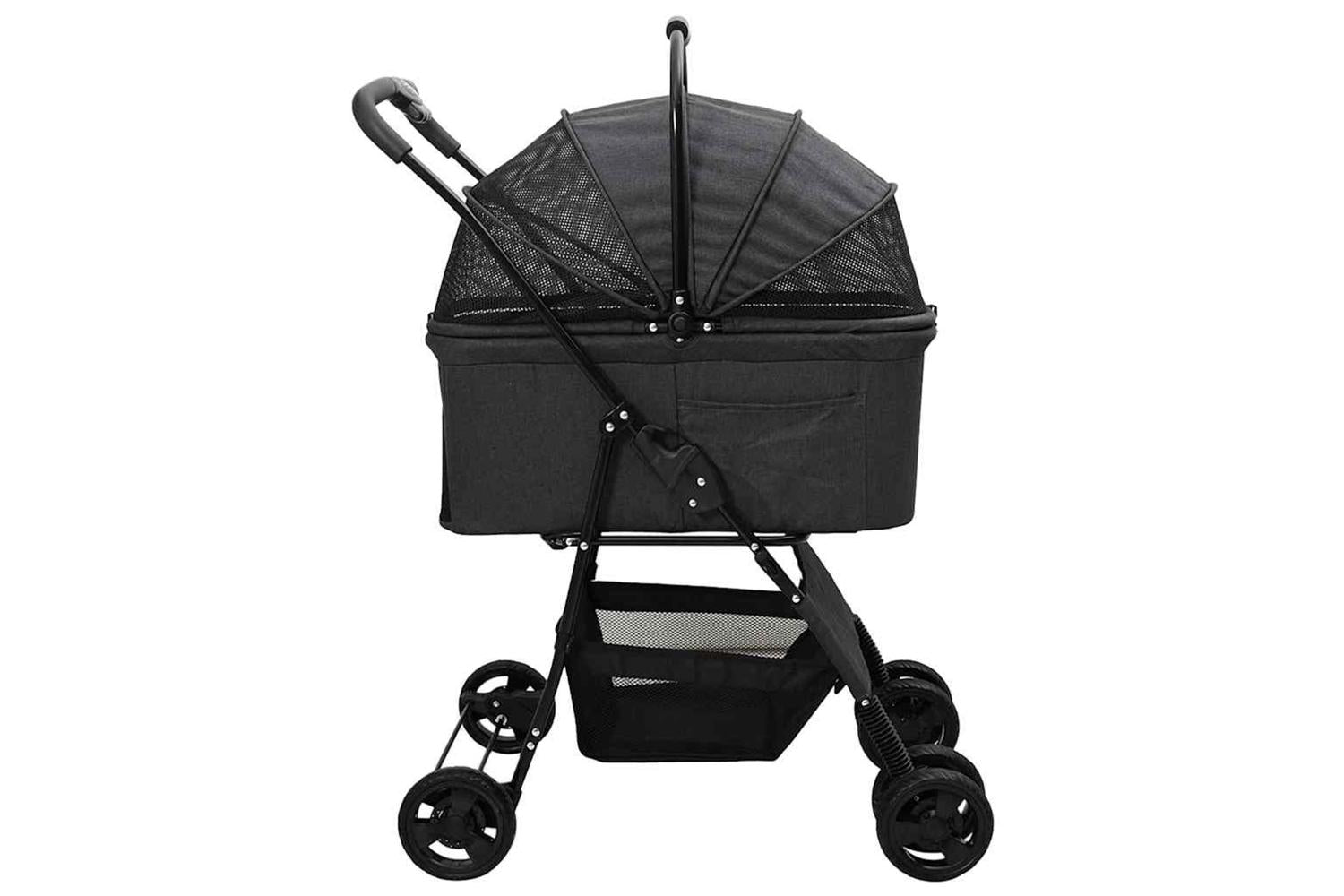 Vidaxl Folding Pet Stroller Black 81 X 47 X 99 Cm 600d Oxford Fabric-7